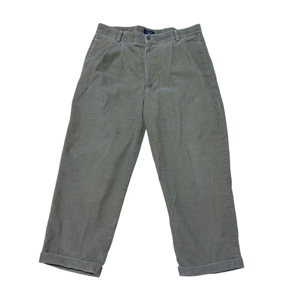 VTG Dockers Trousers 36 x 32 HEMMED to 36 x 25 Jumbo Corduroy Pleated Cuffed